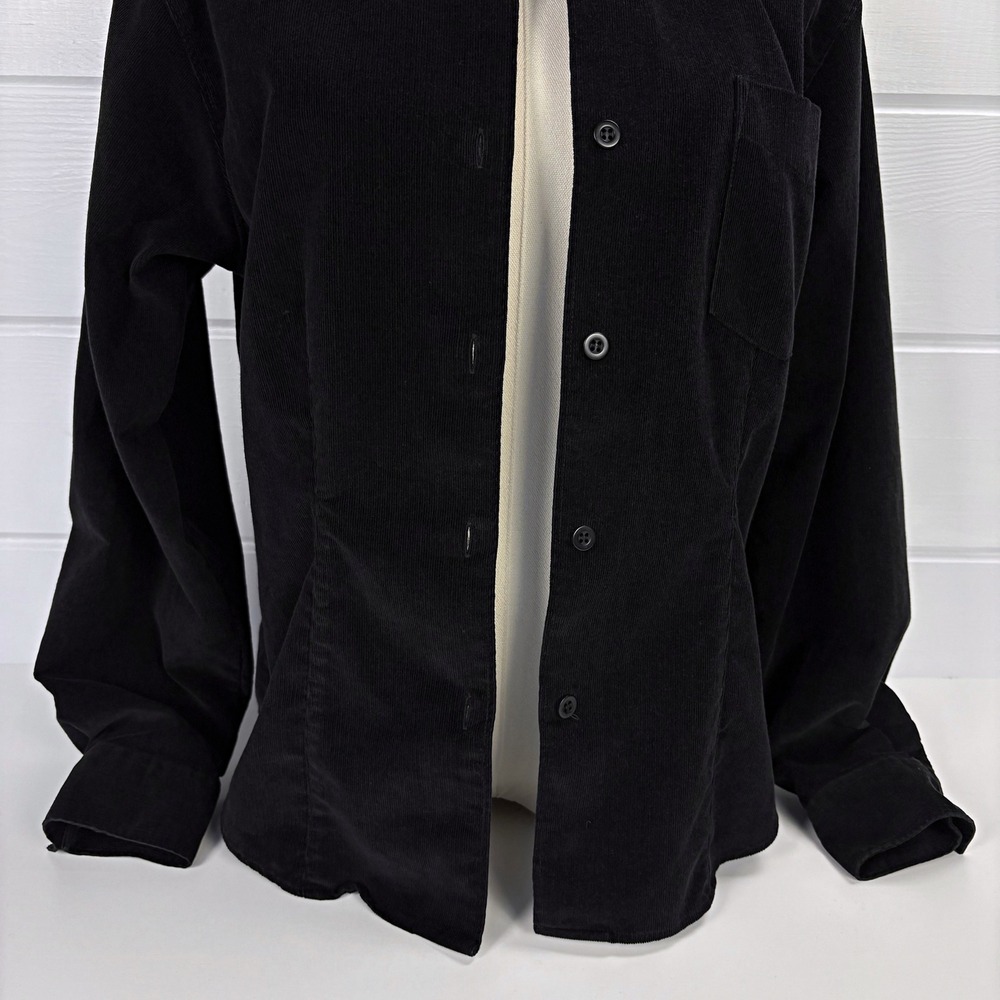 RARE Vtg 90s J Crew‎ Black Corduroy Shirt M Dark Academia Holiday Romantic Goth - Picture 8 of 12
